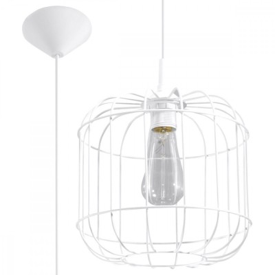 Lampă Suspendată Celta Alb Oțel 1 Bec Oval Industrial De Interior foto