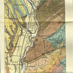 Harta / Litografie geologică VALEA TELEAJEN / PRAHOVA 1927 - 17 / 35 cm.