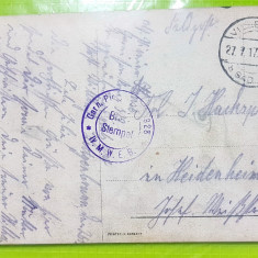 E541-WW1-FELDPOST 1917 CARTE POSTALA MILITARA CU STAMPILE SPECIALE.