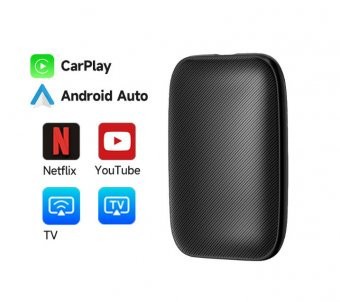 Adaptor Apple Carplay si Android Auto Wireless, Topautochei&reg;, pentru masini cu Carplay de fabrica prin cablu, Plug &amp; Play 2GB + 34GB, WI-FI 6, 2.4 Gh