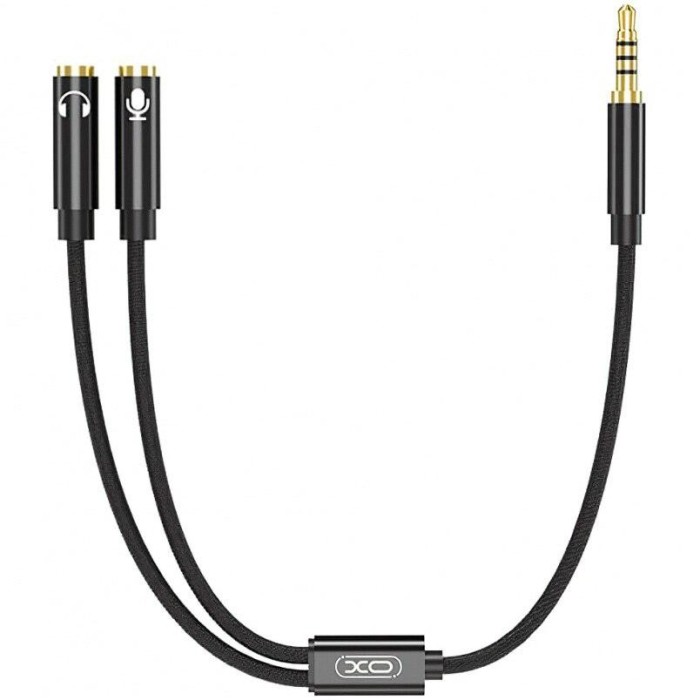 Adaptor Audio XO Design, NB-R197, 3.5 mm la 3.5 mm, 0.23 m, TRRS Tata - 2 x TRRS Mama, Negru