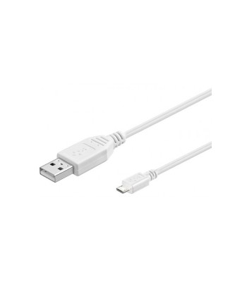 Cablu USB A tata la micro USB tata 1.8m Hi-Speed USB 2.0 alb Goobay foto