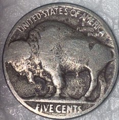 FIVE CENTS BUFFALO NICKEL / PIESA DIN IMAGINI(An greu lizibil)1936? foto