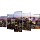 Set tablouri panza cu vedere panoramica orizont New York, 200 x 100 cm