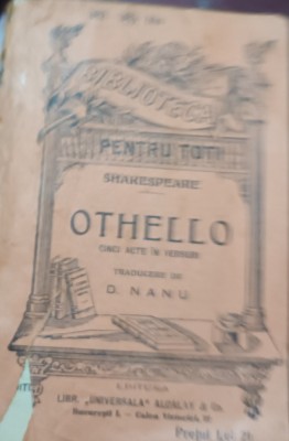 OTHELLO WILLIAM SHAKESPEARE BIBLIOTECA PENTRU TOTI ,MINERVA NR.382,383 BIS foto