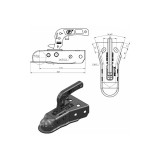 Cupla remorca 750 kg pentru bara tractare tip V Cod: ZSK-0750K