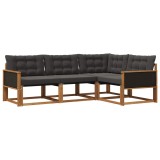 vidaXL Set de canapele de exterior cu pernă 4 pcs Natural și Negru 3381384
