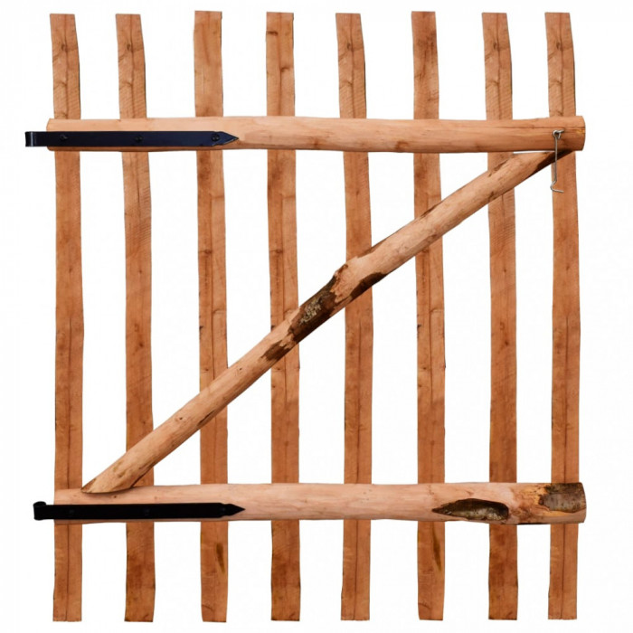 Poartă de gard simplă, lemn de alun tratat, 100x120 cm