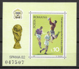 Romania 1981 - C. mondial de fotbal - Spania, colita dantelata MNH, LP 1047, Nestampilat