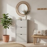 Cumpara ieftin Dulap pentru depozitare pantofi KL Carey, 3 usi rabatabile, 6 rafturi, Pal Melaminat, gri