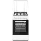 Aragaz mixt Heinner HFSC-S65MIXF, Gaz, 4 arzătoare, cuptor electric, alb