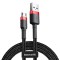 Baseus Micro USB Cafule Cablu de date și &icirc;ncărcare 1.5A 2m roșu negru (CAMKLF-C91)