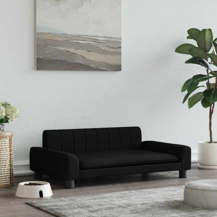 Pat de c&acirc;ini, negru, 90x53x30 cm, material textil