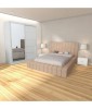 Dormitor Crem complet: Pat tapitat catifea 160x200, Dulap 150x208, Tablie 120cm. Livrare 3-5 zile