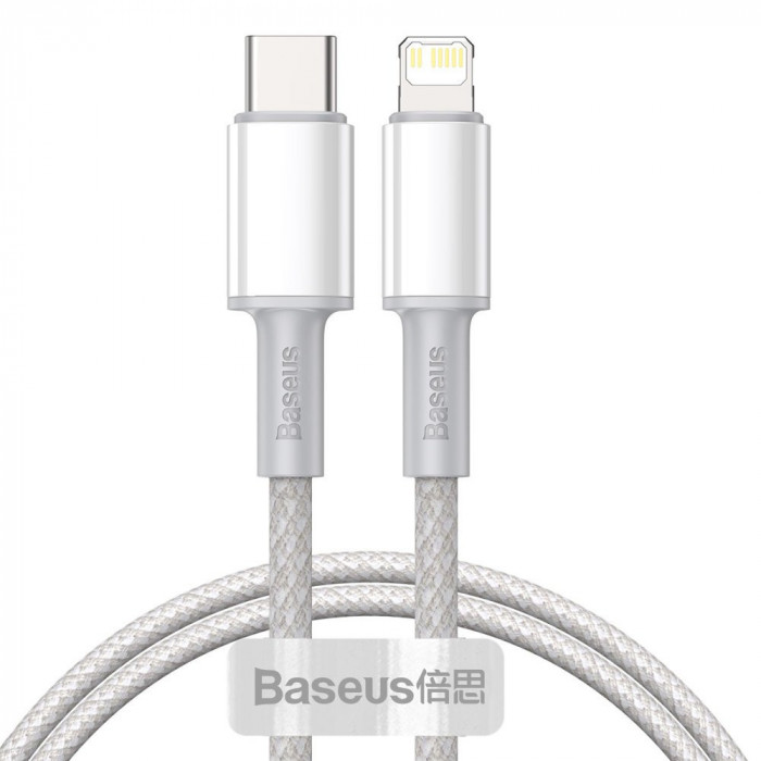 Cablu USB Tip C Baseus - Putere De &icirc;ncărcare Rapidă Lightning 20 W 1 M Alb (CATLGD-02)