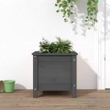 Jardiniera Grădină vidaXL, Gri, 40x40x39 cm, Lemn Masiv Pin, Strat Inaltat pentru Plante, Legume, Flori, Exterior