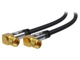 Cablu Coaxial 75&Omega; 2m Mufă Unghi F PVC Negru