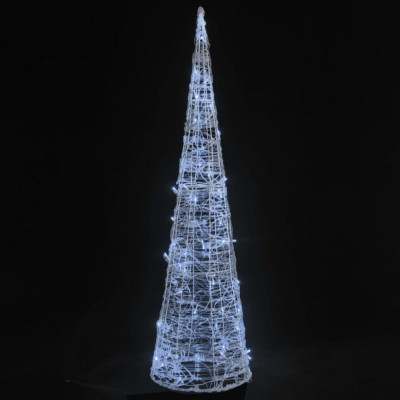 Piramidă decorativă con de lumini cu LED alb rece 90 cm acril foto