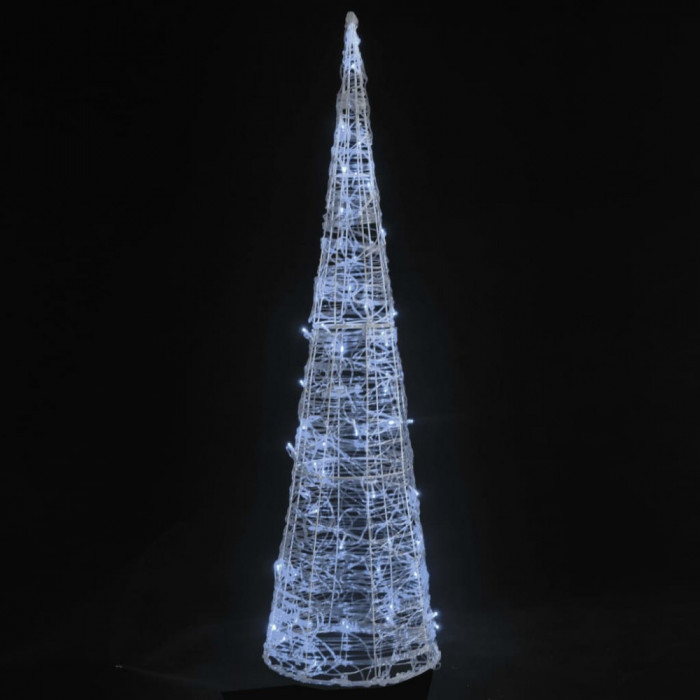 Piramidă decorativă con de lumini cu LED alb rece 90 cm acril