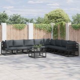 Cumpara ieftin Set de canapele pentru grădină cu pernă 8 pcs Negru Aluminiu