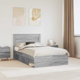 vidaXL Cadru de pat Gri Sonoma 135 x 190 cm Lemn de pin masiv 3409772