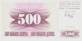 Bancnota Bosnia şi Herţegovina 500 Dinara 1992 - P14 UNC