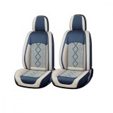 Huse auto premium 5 locuri Carguard Deluxe piele ecologica perforata si textil - albastru - alb Best CarHome