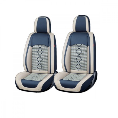 Huse auto premium 5 locuri Carguard Deluxe piele ecologica perforata si textil - albastru - alb Best CarHome foto