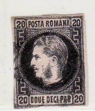 Romania 1867 CAROL I cu favoriti H.subtire 20 parale