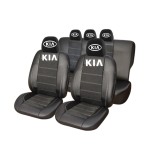 Set Huse Scaune Universale Din Piele Ecologică Si Alcantara Personalizate Cu Kia, Negre
