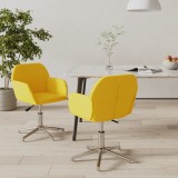 VidaXL Scaune de bucătărie pivotante, 2 buc., galben muștar, textil