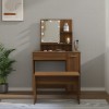 VidaXL Set de masă de toaletă cu LED, stejar maro, lemn prelucrat