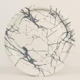 Tavă rotundă plastic dur, model marmura, 32x32x2,5 cm