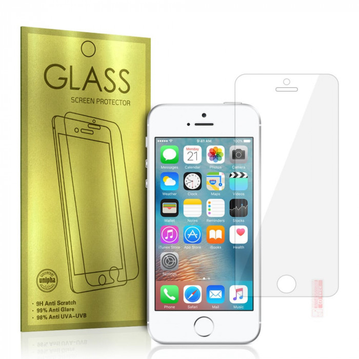 Folie de sticla securizata, tip Gold, pentru iPhone 5, Transparenta