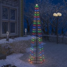 Decorațiune brad Crăciun conic 136 LED-uri colorate 70x240 cm foto