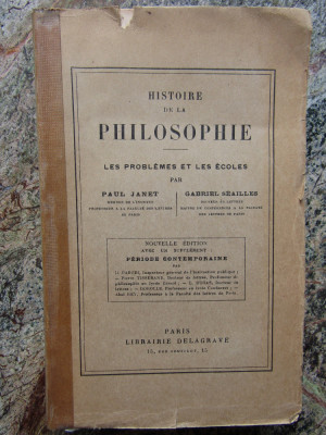 HISTOIRE DE LA PHILOSOPHIE+ LES PROBLEMES ET LES ECOLES- PAUL JANET foto