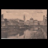 Carte poștală veche Oradea &ndash; Malul Crisului cu Primaria &ndash; 1915