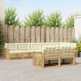 vidaXL Set de canapele de exterior 8 pcs Alb și crem Poliester 3390675