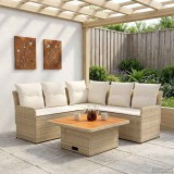 vidaXL Seturi de mobilier cu pernă 4 pcs Bej și crem Ratan PE 3422178