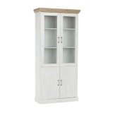 Cumpara ieftin Vitrina pal alb pin nordic natur stejar salbatic Royal 87x39x187 cm