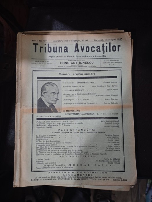 Tribuna Avocaților 6-7/iulie-august 1935
