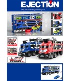 Camion transport jucarii copii +3 ani cu 4 masini, rampa lansator si pista transformabila 115cm