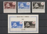 ROMANIA 1943 LP 151 LP 152 CRUCEA ROSIE A ROMANIEI SERIE SI COLITA NEDANTELATA STARE MNH