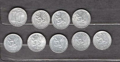 CEHOSLOVACIA 1977 - 1990 - LOT 9 MONEDE 10 HALERU (6)