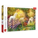 Puzzle, Trefl, Model 500 Piese, Pod Fantastic, Unicorni Albi, Multicolor