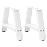 VidaXL Picioare pentru măsuță de cafea &icirc;n formă de A, 2 buc., alb, 50x(30-31) cm, oțel