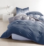 Cumpara ieftin Lenjerie Pat Bumbac, 4 Piese, Albastru, Set Pilota+Cearceaf+2 Fete Perna