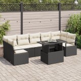 Set de sofa de grădină vidaXL cu perne 8 piese ratan polivalent negru, Sofa de grădină vidaXL pentru 2 persoane cu depozitare și perne ratan polivalen