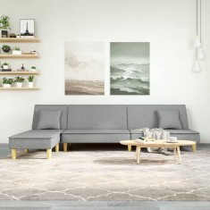 Canapea extensibilă &icirc;n formă de L gri 255x140x70 cm textil