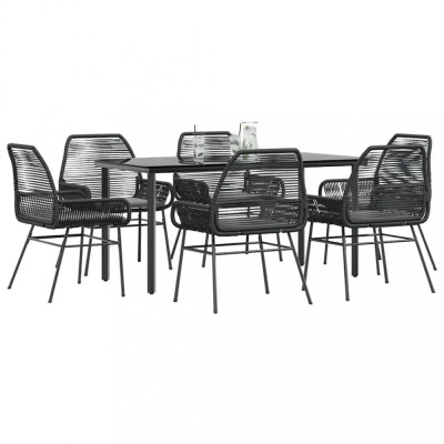 Gossi set de sufragerie de gradina 7 piese neagra sticla polirattan foto